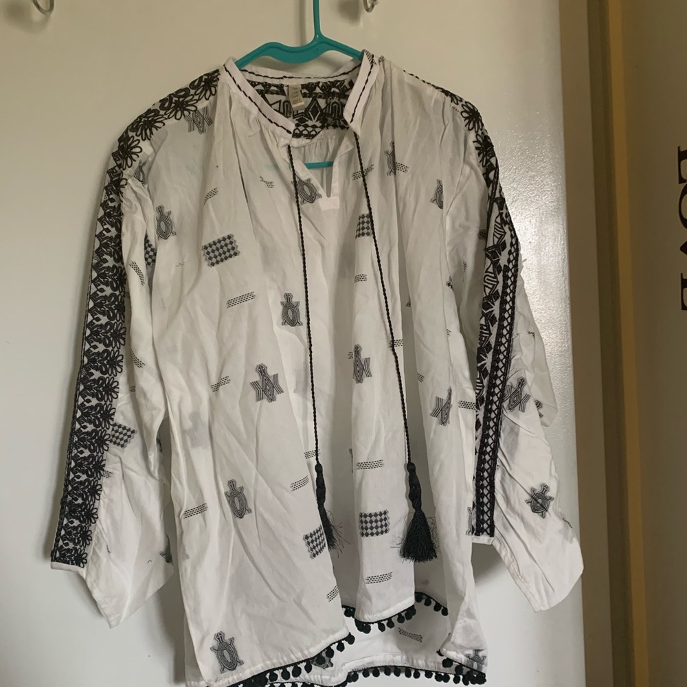 White and black blouse